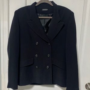 Halston black button blazer size M